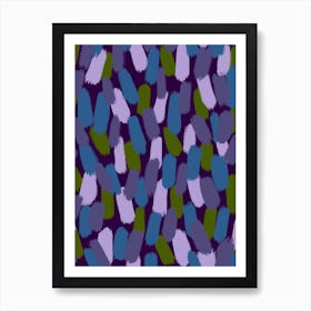 Purple And Green Brush Strokes Art Print