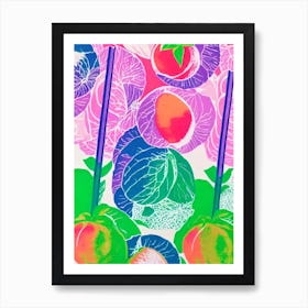 Peach Risograph Retro Poster Fruit Art Print