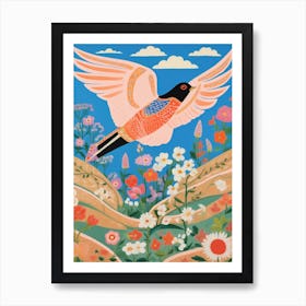 Maximalist Bird Painting Barn Swallow 2 Art Print