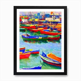 Port Of Dhaka Bangladesh Brushwork Painting harbour Art Print