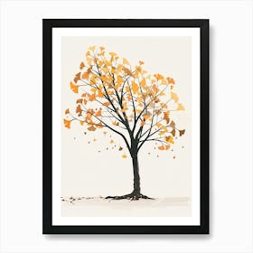 Ginkgo Tree Pixel Illustration 2 Art Print