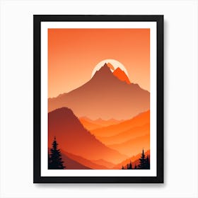 Misty Mountains Vertical Composition In Orange Tone 377 Art Print