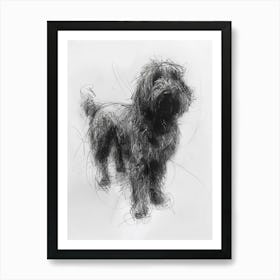 Komondor Dog Charcoal Line 1 Art Print