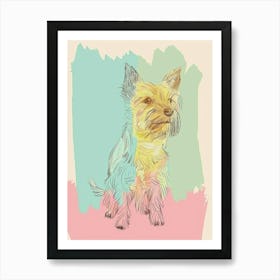 Pastel Terrier Dog Pastel Line Watercolour Illustration  2 Art Print