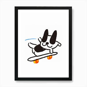Funny Dog On A Skateboard Art Print