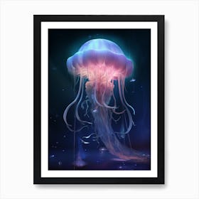 Lions Mane Jellyfish Neon Illustration 8 Art Print