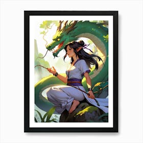 Chinese Girl With Dragon 2 Art Print