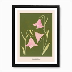 Pink & Green Bluebell 1 Flower Poster Poster