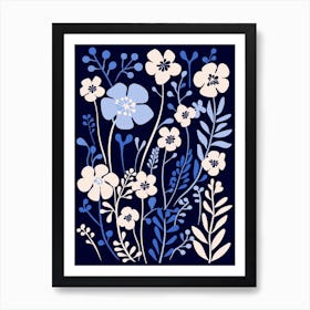 Blue Flower Illustration Babys Breath 2 Art Print