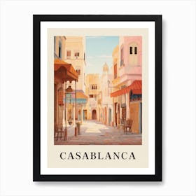 Casablanca Morocco 2 Vintage Pink Travel Illustration Poster Art Print