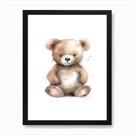 Baby Bear Watercolour Nursery 3 Art Print