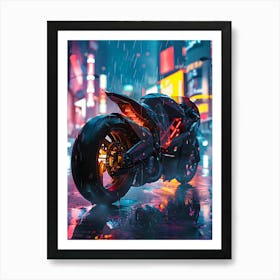 Motorcycle In The Rain 2 Art Print