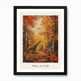 Dinosaur In An Autumnal Forest 3 Poster Poster