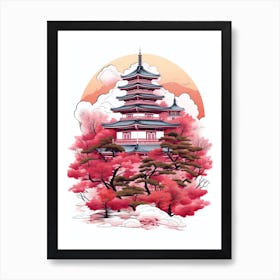 Ginkaku Ji Temple Japan Modern Illustration 1 Art Print
