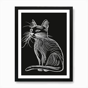 Manx Cat Minimalist Illustration 3 Art Print