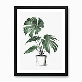 Monstera Obliqua Plant Living Room Art Print (4) Art Print