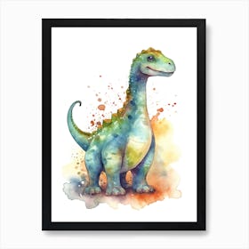 Brachiosaurus Cute Dinosaur Watercolour 8 Art Print