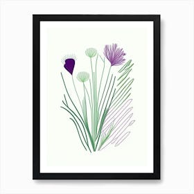 Chives Spices And Herbs Minimal Line Drawing 1 Art Print