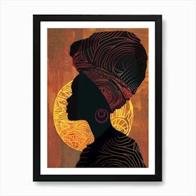 Silhouette Of African Woman Art Print