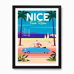Nice French Riviera Poster Colourful Art Print