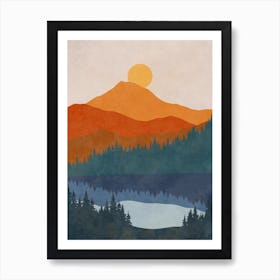 Abstract - Sunset In The Mountains Art Print