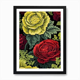 Ornamental Kale And Cabbage 2 William Morris Style Winter Florals Art Print