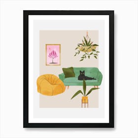 Illustration Of A Living Room Art Print