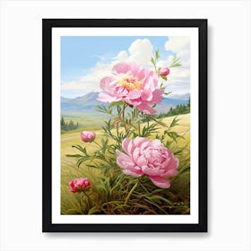 Peony Wildflower In Grassland (3) Art Print