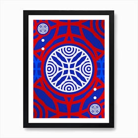 Geometric Abstract Glyph in White on Red and Blue Array n.0009 Art Print