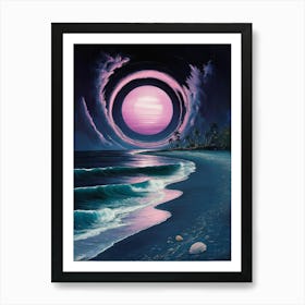 Purple Moon Canvas Print Art Print