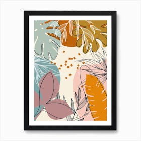 Tropical Leaves And Flowers Art Print