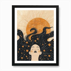 Starry Night of a Woman Art Print