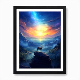 Deer In The Mountains Art Print