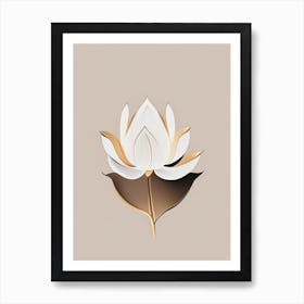 Amur Lotus Retro Minimal 4 Art Print