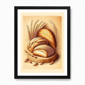 Country Bread Bakery Product Retro Drawing Art Print