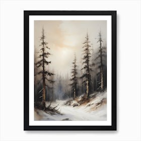 Winter Pine Forest Christmas Painting (2) Art Print
