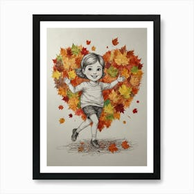 Autumn Leaves Heart 9 Art Print