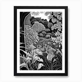 Royal Botanic Gardens, Kew,  1, United Kingdom Linocut Black And White Vintage Art Print