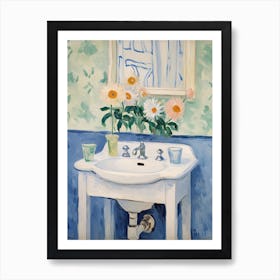 Bathroom Vanity Painting With A Daisy Bouquet 4 Art Print