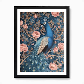 Floral Vintage Peacock Wallpaper Style 2 Art Print