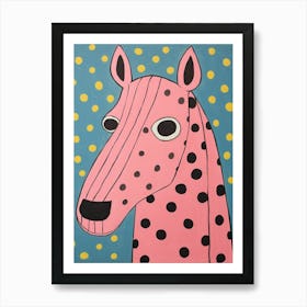 Pink Polka Dot Horse 1 Art Print