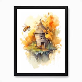 Bee Venom Bee Beehive Watercolour Illustration 1 Art Print