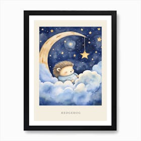 Baby Hedgehog 2 Sleeping In The Clouds Nursery Poster Art Print