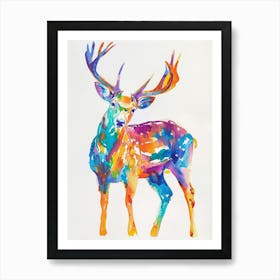 Deer Colourful Watercolour 2 Art Print