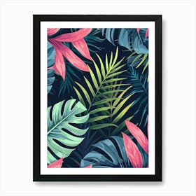 Tropical Leaves Seamless Pattern 30 Art Print