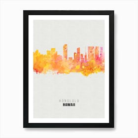 Honolulu Hawaii City watercolor Art Print