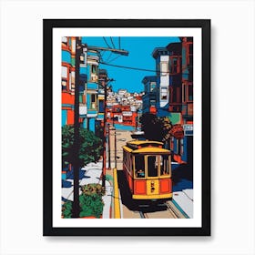Painting Of A San Francisco With A Cat In The Style Of Of Pop Art 3 Art Print