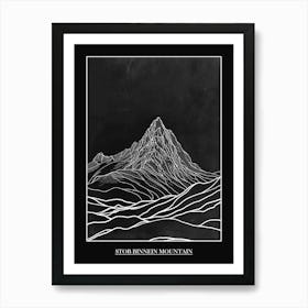 Stob Binnein Mountain Line Drawing 4 Poster Art Print