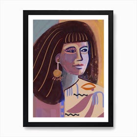 Woman Portrait With Ocre And Purple Art Print