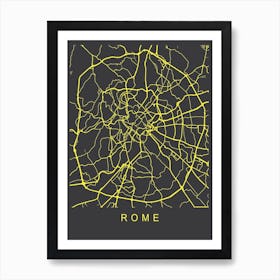 Rome Map Neon Art Print